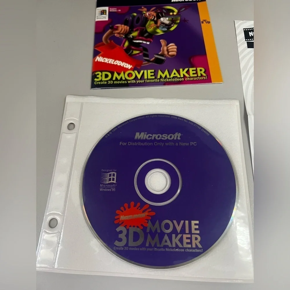 Microsoft 3D Movie Maker Nickelodeon CD-Rom PC 1996 Collectible Game